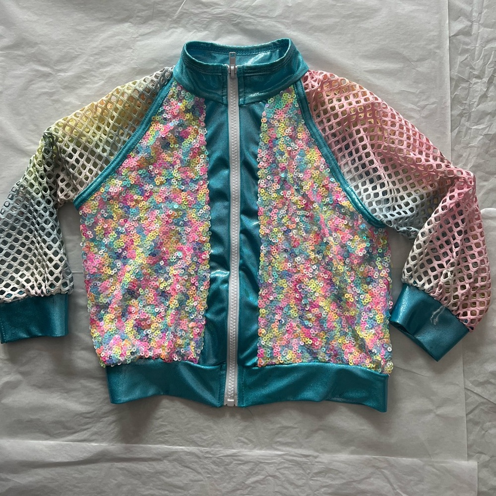 EUC A Wish Come True MC unicorn glitter sparkles bomber jacket medium child zip